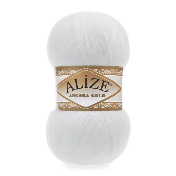 Alize Angora Gold Beyaz Klasik Örgü İpliği   55