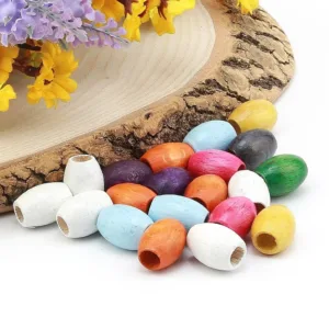 Buyuk Oval Ahsap Boncuk Renkli AK1002