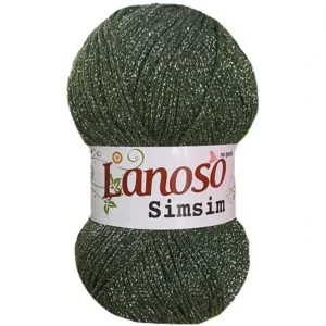 Lanosa Simsim Koyu Yeşil Simli Örgü İpliği 1929