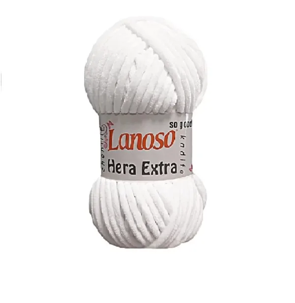 Lanoso Hera Extra Beyaz Kadife İplik C955