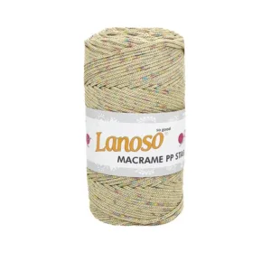 Lanoso Macrame PP Star Sarı Simli Örgü İpliği 0500