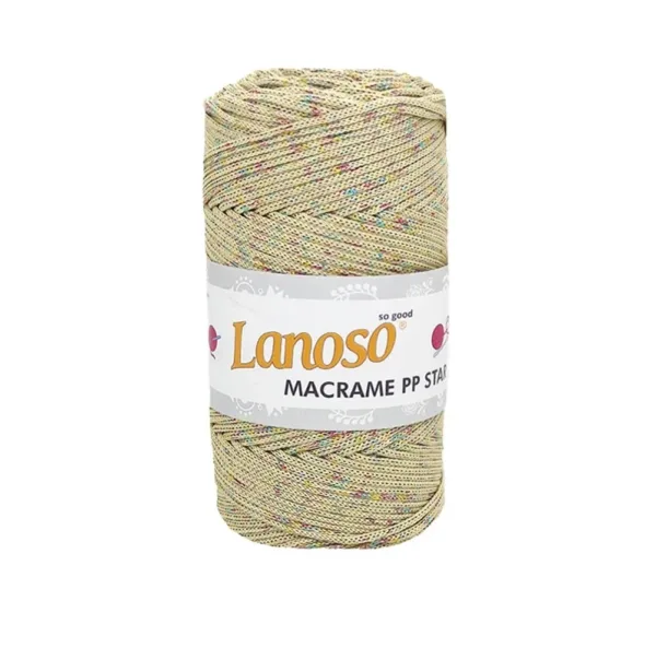 Lanoso Macrame PP Star Sarı Simli Örgü İpliği 0500
