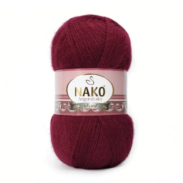 Nako Angora Lüks Kızıl Bordo El Örgü İpliği 01238