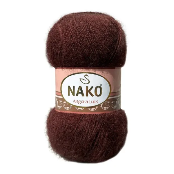 Nako Angora Lüks Kızıl Kahve El Örgü İpliği 13863