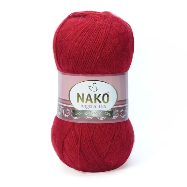 Nako Angora Lüks Koyu Kırmızı El Örgü İpliği 01175