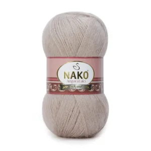 Nako Angora Lüks Pembeli Gri El Örgü İpliği 03079