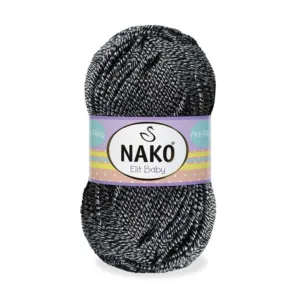 Nako Elit Baby Siyah Beyaz Kırçıllı Bebe Örgü İpliği 03086