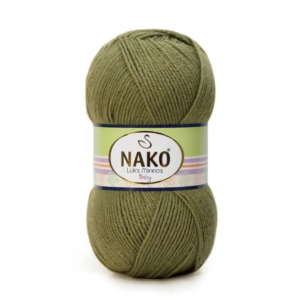 Nako Lüks Minnoş Baby Zeytin Yeşili Bebe İpliği 11909