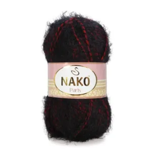 Nako Paris Kırmızı Siyah Muline Kışlık El Örgü İpliği 21306