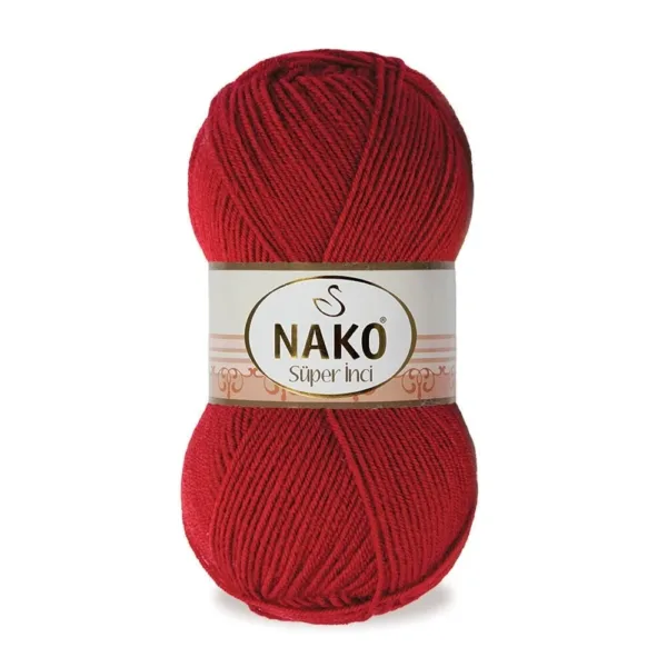 Nako Süper İnci Koyu Kırmızı El Örgü İpi 01175
