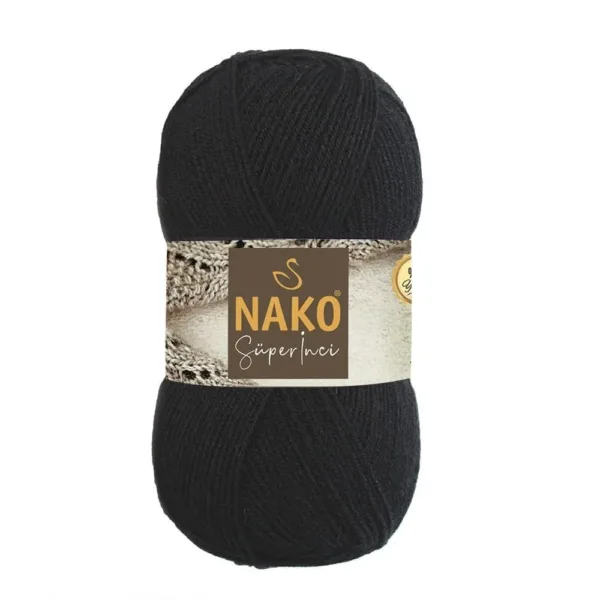 Nako Süper İnci Siyah El Örgü İpi 00217