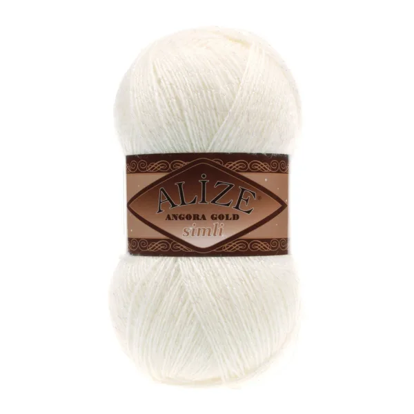 Alize Angora Gold Simli Açık Krem El Örgü İpliği 62