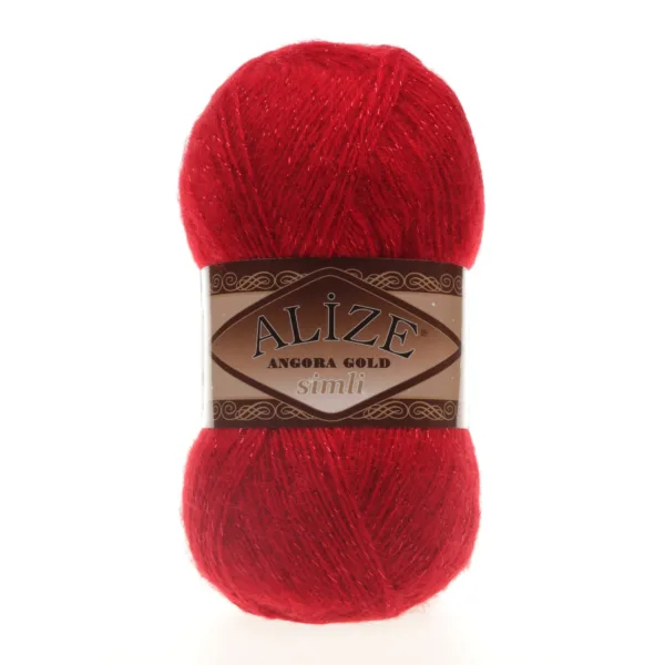 Alize Angora Gold Simli Koyu Kırmızı El Örgü İpliği 106