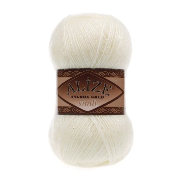 Alize Angora Gold Simli Krem El Örgü İpliği 1