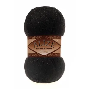 Alize Angora Gold Simli Siyah El Örgü İpliği 60