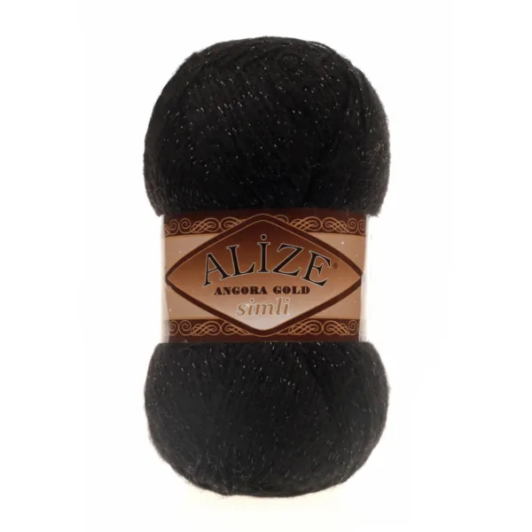 Alize Angora Gold Simli Siyah El Örgü İpliği 60