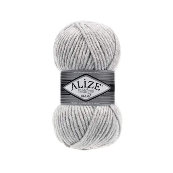 Alize Süperlana Maxi Açık Gri Melanj Örgü İpliği 208