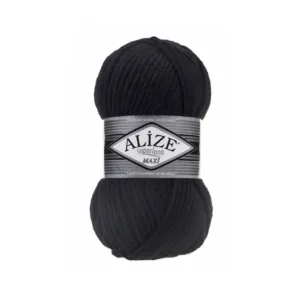 Alize Süperlana Maxi Siyah Örgü İpliği 60