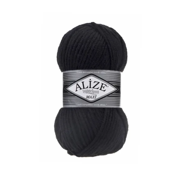 Alize Süperlana Maxi Siyah Örgü İpliği 60