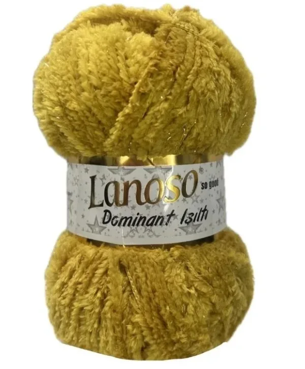Lanoso Dominant Işıltı Hardal Örgü İpliği 906