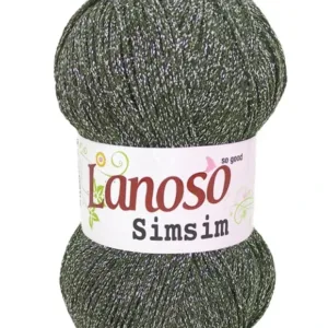 Lanoso Simsim Asker Yeşil Simli Örgü İpliği 929