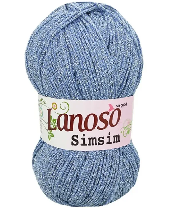 Lanoso Simsim Buz Mavi Simli Örgü İpliği 941