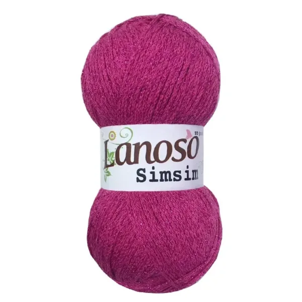 Lanoso Simsim Fuşya Simli Örgü İpliği 950