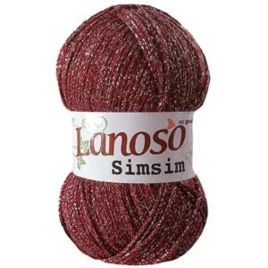 Lanoso Simsim Koyu Bordo Simli Örgü İpliği 957