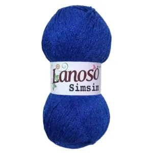 Lanoso Simsim Saks Mavi Simli Örgü İpliği 954