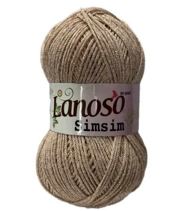 Lanoso Simsim Sütlü Kahve Simli Örgü İpliği 3413