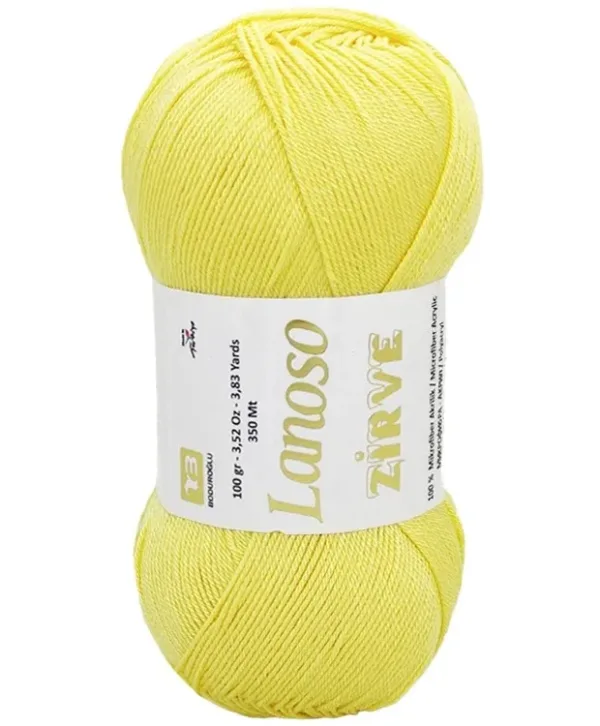 Lanoso Zirve Limon Sarı El Örgü İpliği 914