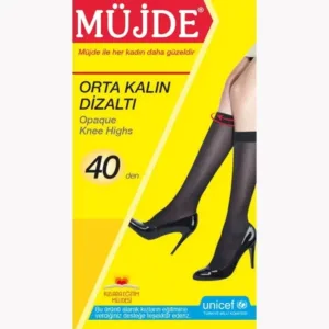 Müjde 40 Denye Orta Kalın Dizaltı Çorap 500 Siyah